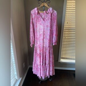 Free People Feeling Groovy Floral Maxi Dress Size S Oversized Boho Cottagecore